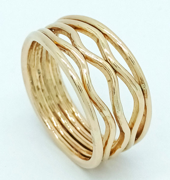 5 Band Wave Ring - gold