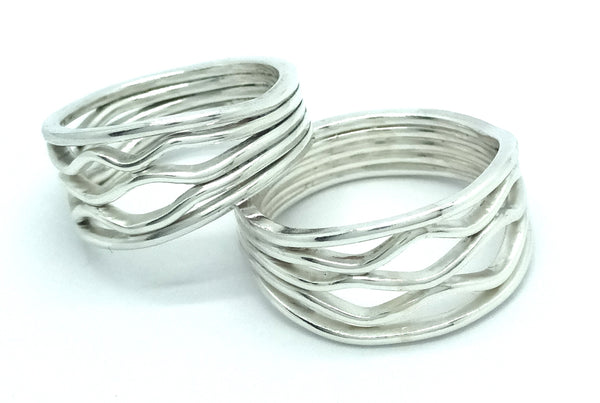 5 Band Wave Ring - silver