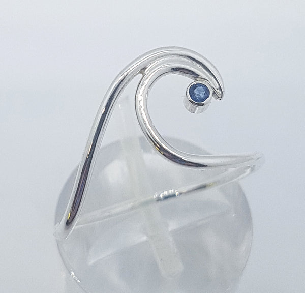 Wave Ring with Sapphire